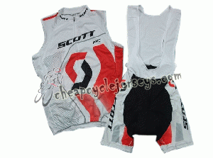 2011 Scott WhiteRed Cycling Vest and Bib Shorts Set