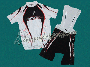 2010 Scott Team White Cycling Jersey and Bib Shorts Set