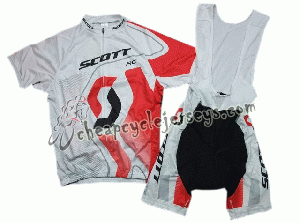 2011 Scott RC Pro White And Red Cycling Jersey and Bib Shorts Set