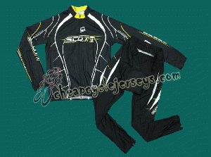 2010 Scott Team Black Cyling Long Sleeve Jersey and Pants Set