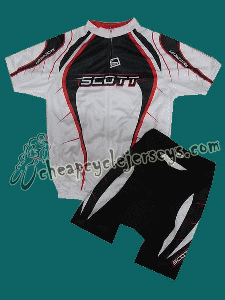 2010 Scott Team White Cycling Jersey and Shorts Set