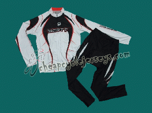 2010 Scott Team White Cycling Long Sleeve Jersey and Pants Set